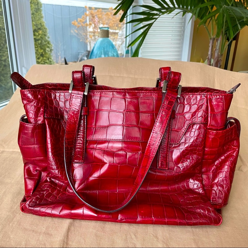 Authentic Francesco Biasia Red Leather Shoulder Bag